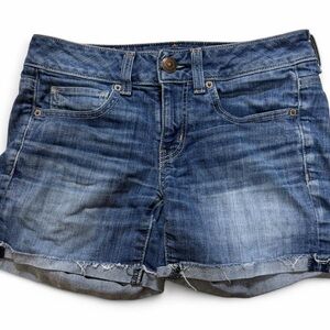 American Eagle Outfitters Distressed Blue Denim Cutoff Shorts